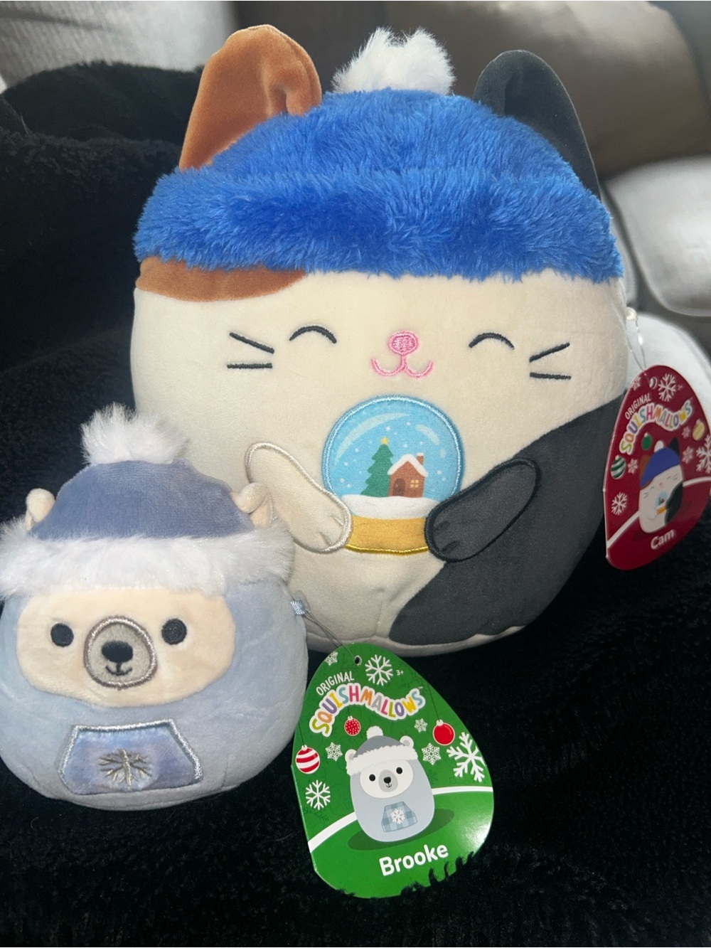 NWT Squishmallow Holiday Set- 8” Cam The Cat & 5” Brooke Polar Bear